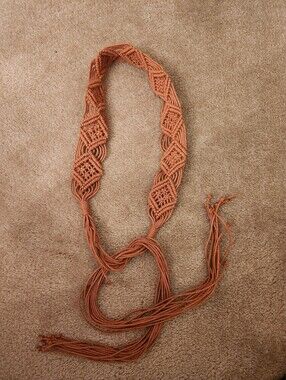 Handwoven Burnt Orange Macrame Necklace - Women Jewelry